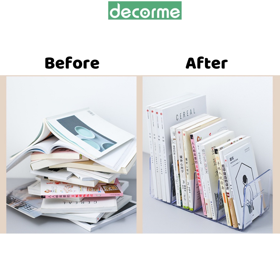 Kệ sách trong suốt bằng Mica Phong cách Hàn quốc DecorMe Giá sách để bàn basic decor phòng DMJ