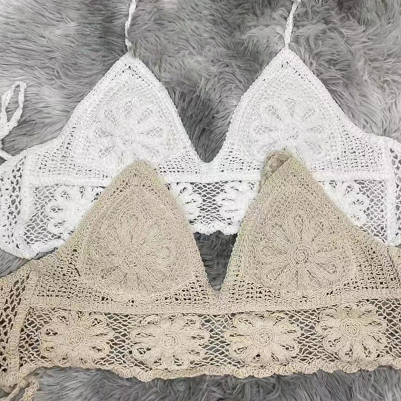 Brroa Bikini Dệt Kim Cổ Chữ V Hở Lưng Họa Tiết Hoa Hướng Dương Viền Hình Vỏ Sò Gợi Cảm Cho Nữ