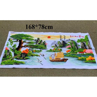 Tranh thêu thành phẩm phong cảnh Thuận Buồm Xuôi Gió 168*78cm