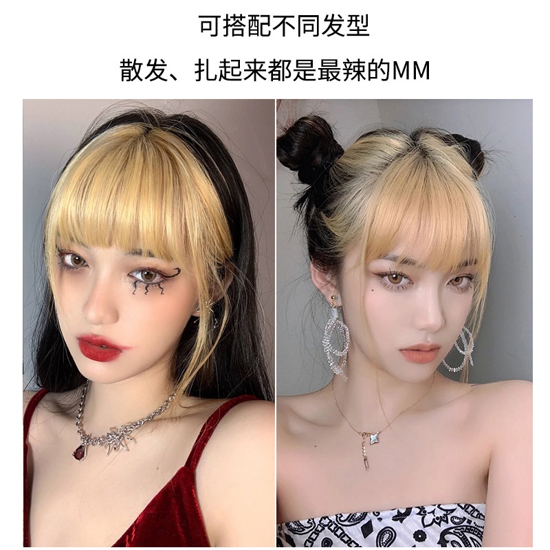 Bộ Tóc Giả Nữ Mái Xéo Vàng Thời Trang