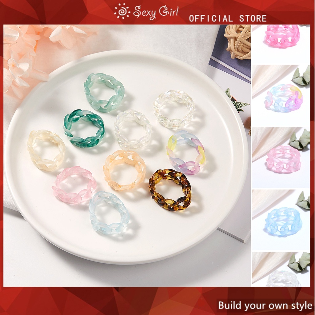 Nhẫn nhựa acrylic nhiều màu tùy chọn phong cách cổ điển 2021