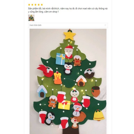 Cây thông Noel 2023 chất liệu vải nỉ cao cấp xuất Âu dán tường cửa kính full họa tiết trang trí xinh kèm đèn giáng sinh