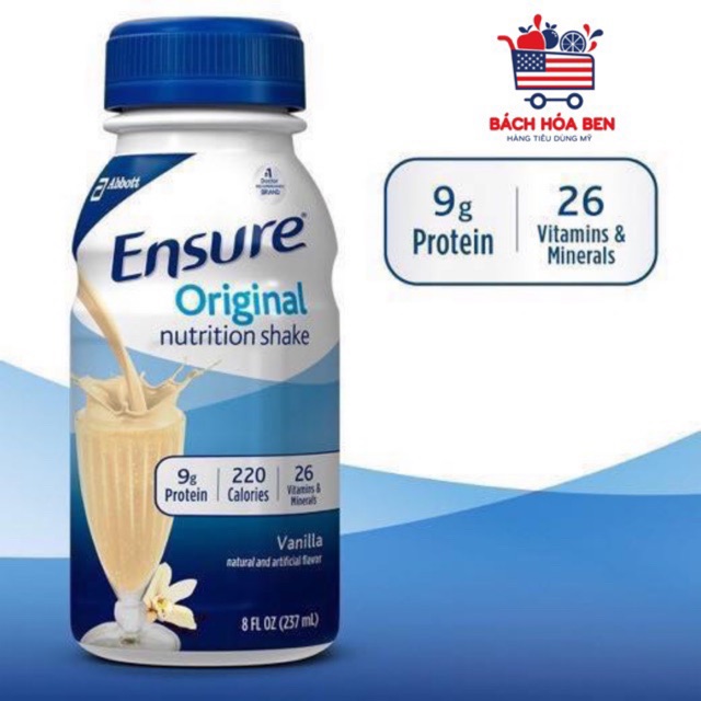 🥛SỮA ENSURE VANI MỸ NƯỚC 237ml - chai lẻ