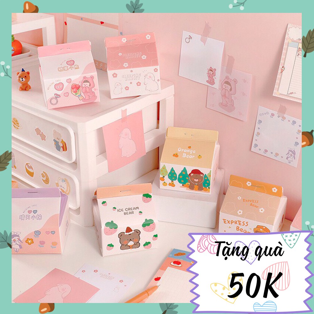 HỘP GIẤY NOTE, TẬP NOTE, GIẤY GHI CHÚ DẠNG HỘP SỮA CAO CẤP HOẠ TIẾT