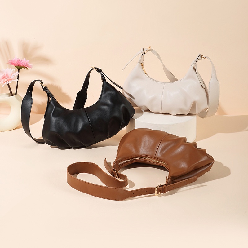 Túi đeo vai kiểu dáng bánh bao phối dây khóa kéo phong cách Hàn Quốc thời trang cho nữ IELGY