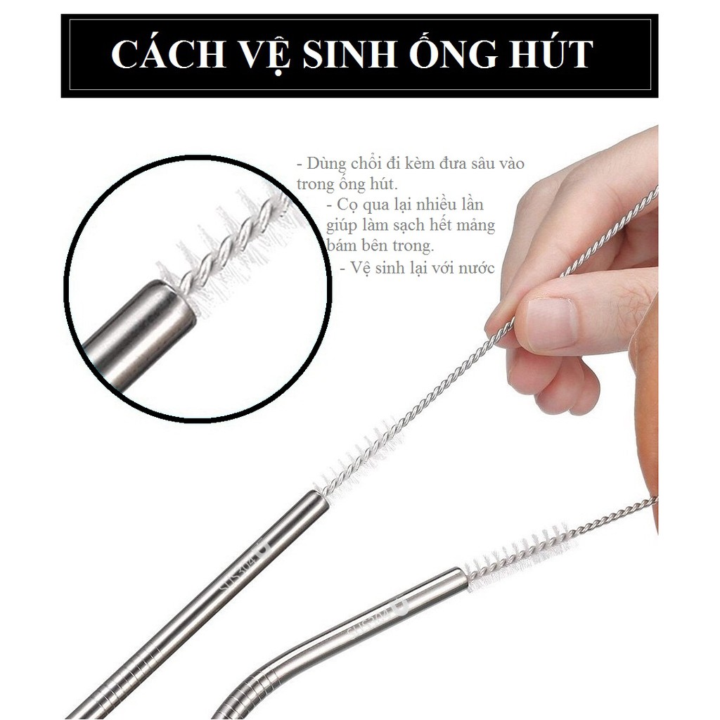 Bộ 4 ống hút Inox 304 kèm cọ rửa DandiHome