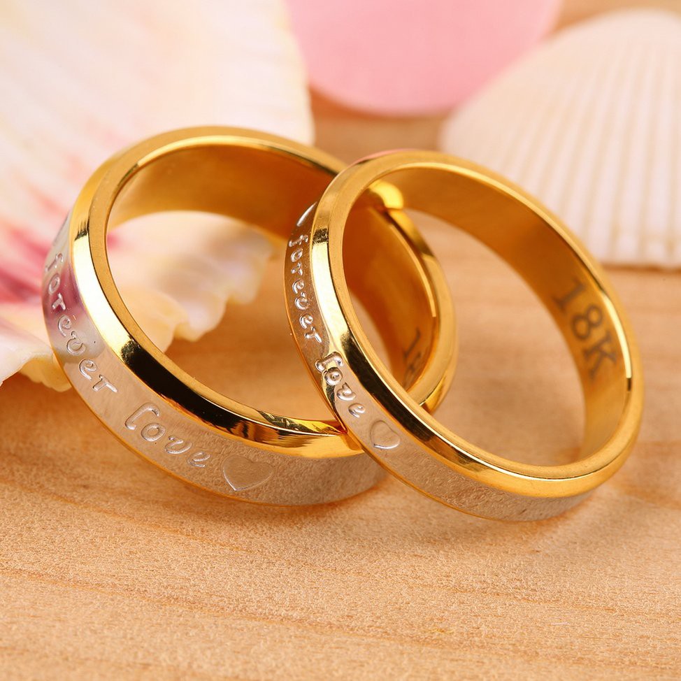 Nhẫn đeo tay thép không gỉ khắc chữ Forever love cho nam/nữ