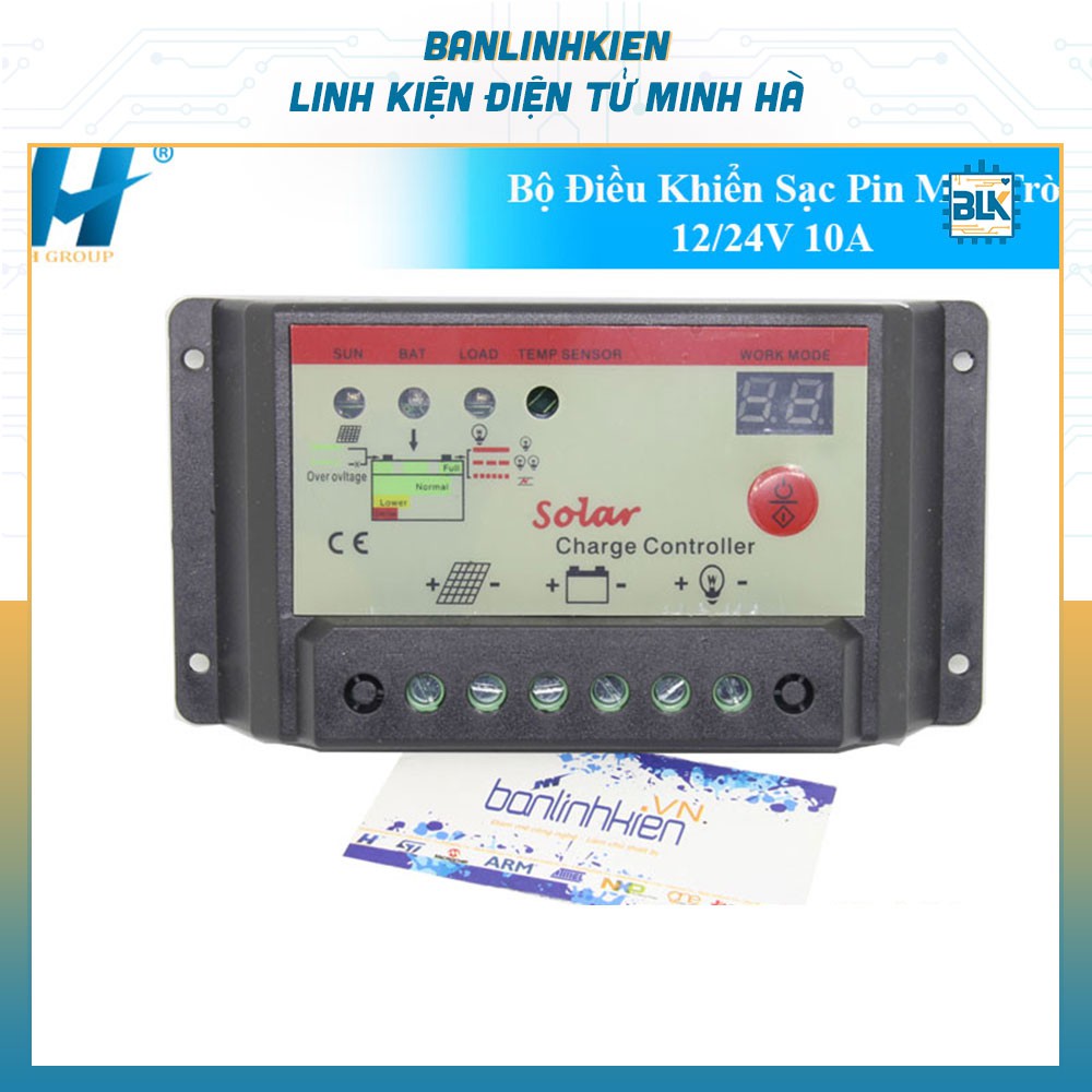 Bộ Điều Khiển Sạc Pin Mặt Trời 12/24V 10A