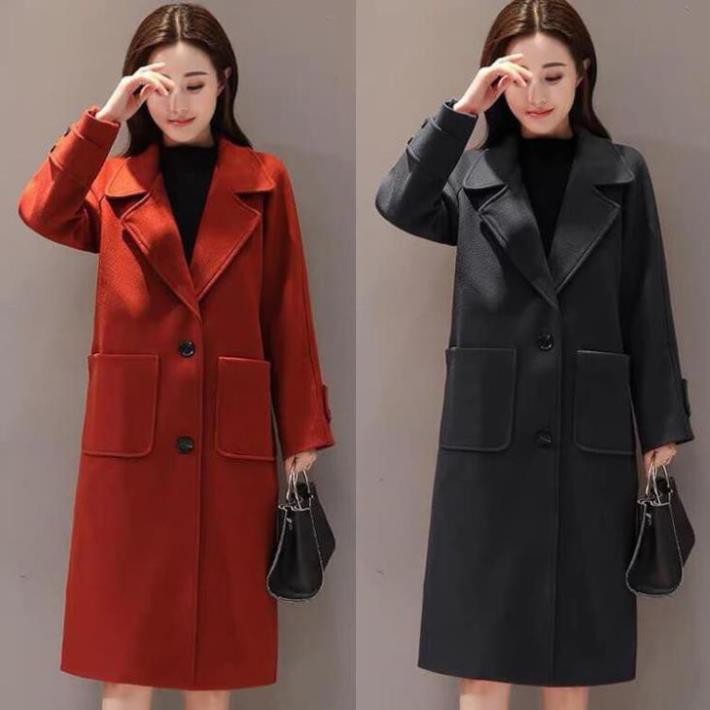 Áo Dạ Dáng Dài Túi Ngang 2 Lớp Cao Cấp Màu Đỏ 2 Nút | BigBuy360 - bigbuy360.vn