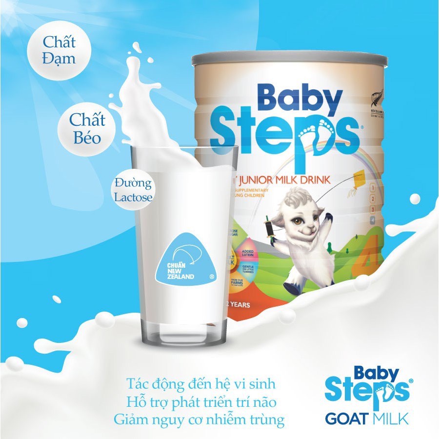 Sữa dê Baby steps 4 Úc lon 900g date T5/22