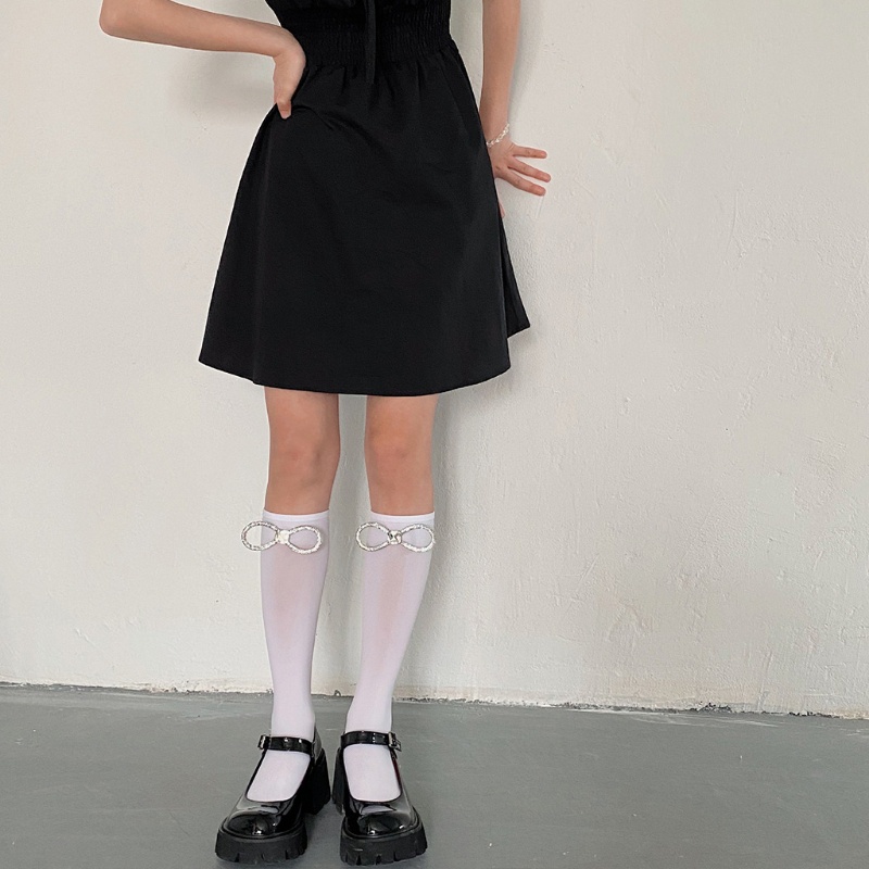 Tất Đầu Gối Chất Lụa Phối Đá Lấp Lánh Phong Cách Lolita