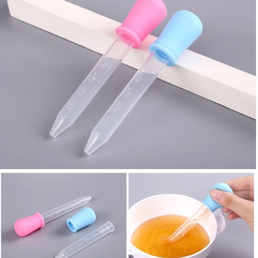 Ống bón sữa, hút thuốc nhựa silicon siêu mềm chống sặc cho bé - ống bơm sữa, nước trái cây mini 5ml cho bé