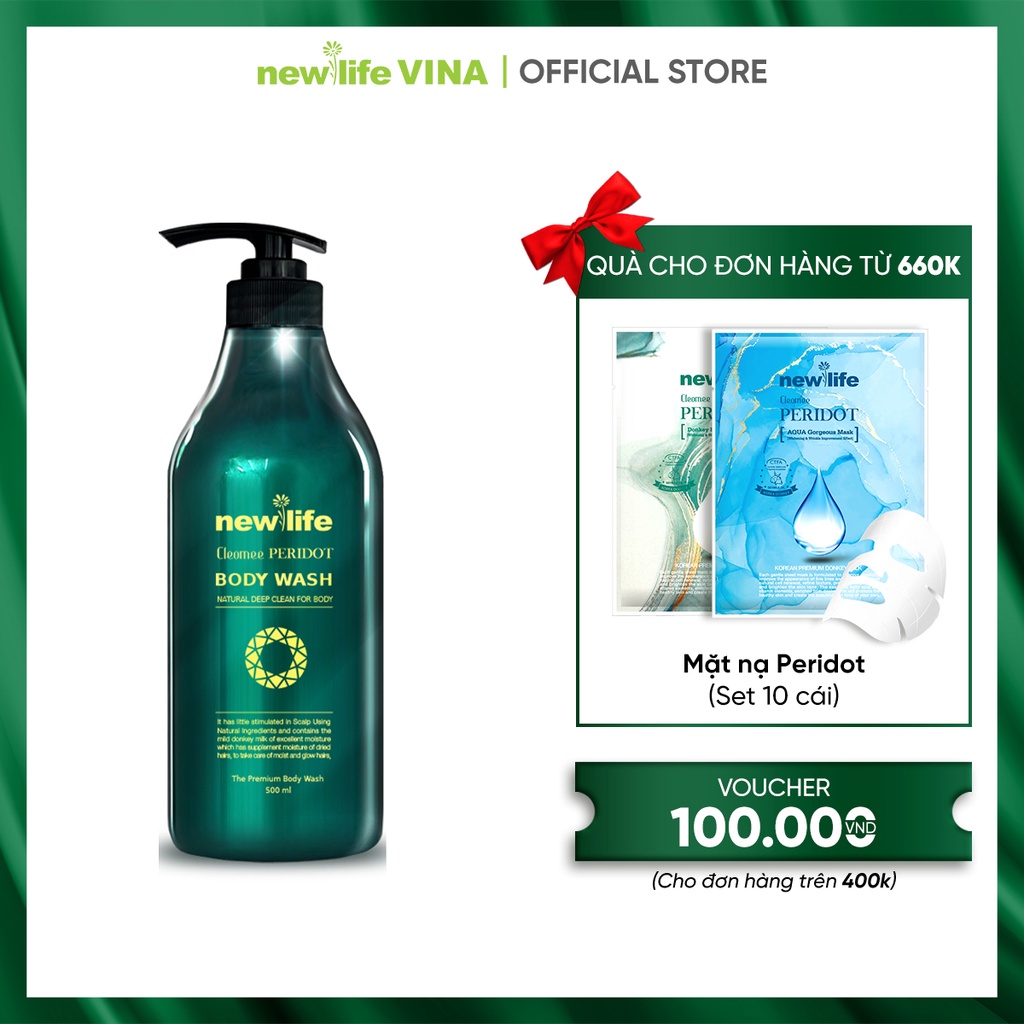 Sữa Tắm Dưỡng Ẩm Newlife Cleomee Peridot Chăm Da Mềm Mịn 500ml