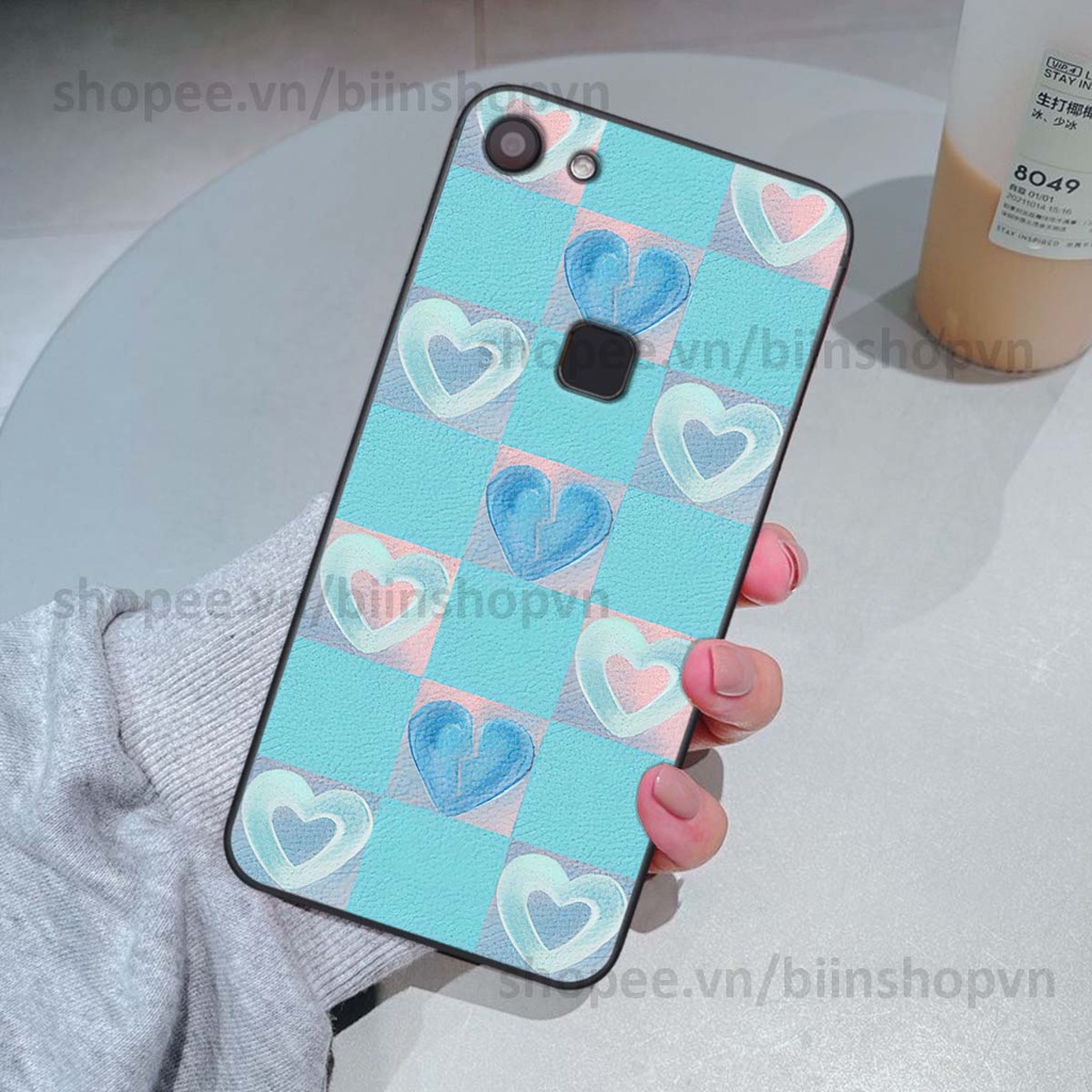 Ốp Vivo V7 / V7 Plus / V7+ caro trái tim nhiều màu sắc, đầy cá tính, khẳng định phong cách