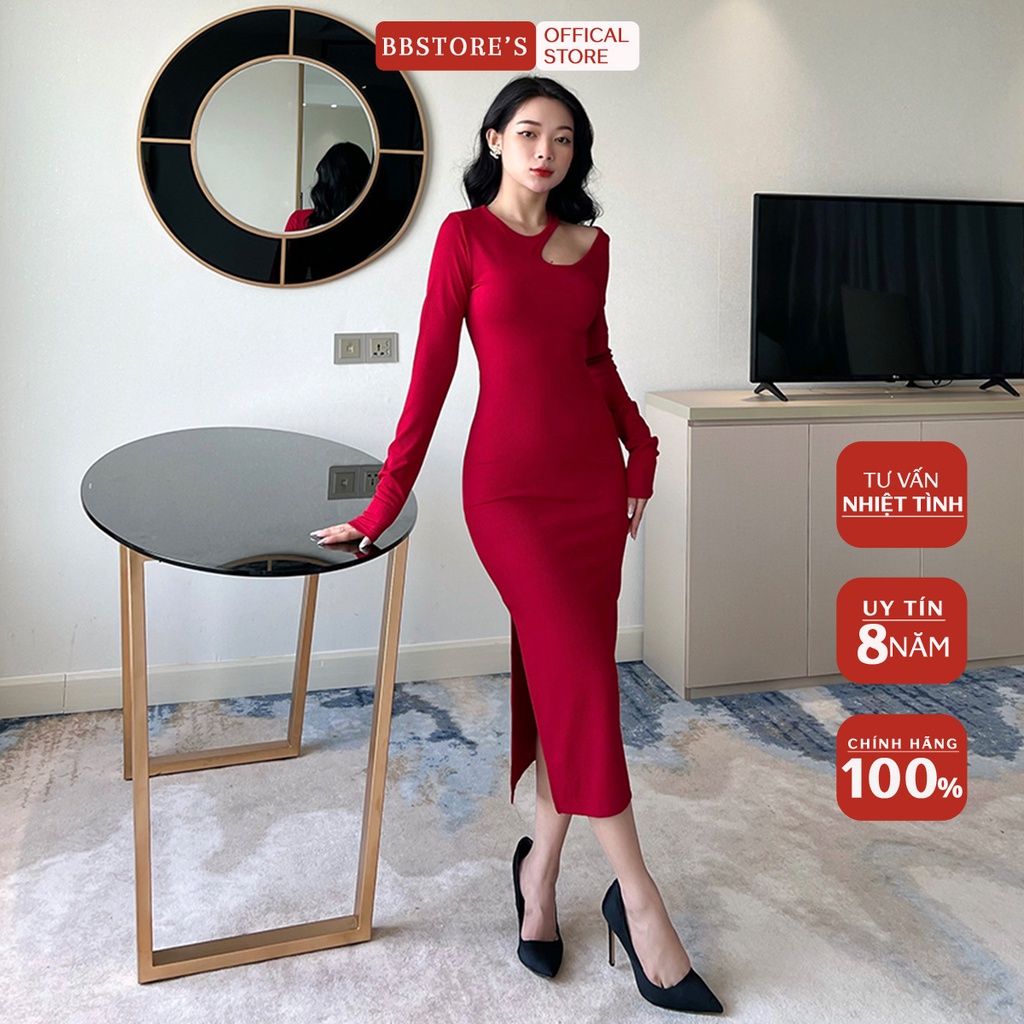 BBSTORE'S Đầm Body Tay Dài Xẻ Tà Đi Tiệc Siêu Tôn Dáng -D804