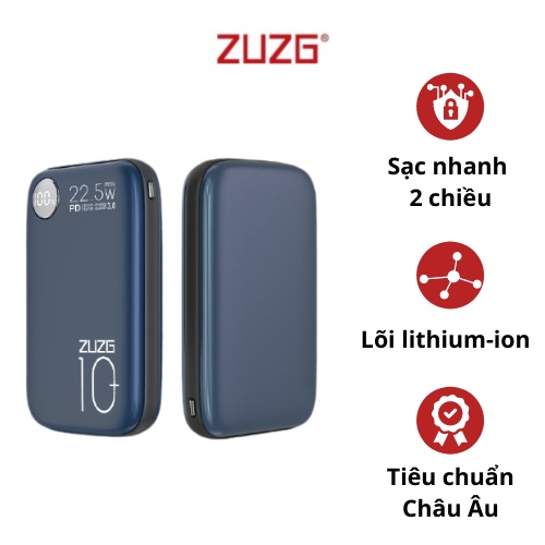 Sạc dự phòng mini ZUZG J35 10000 mah sạc nhanh hai chiều PD+QC3.0 chính hãng