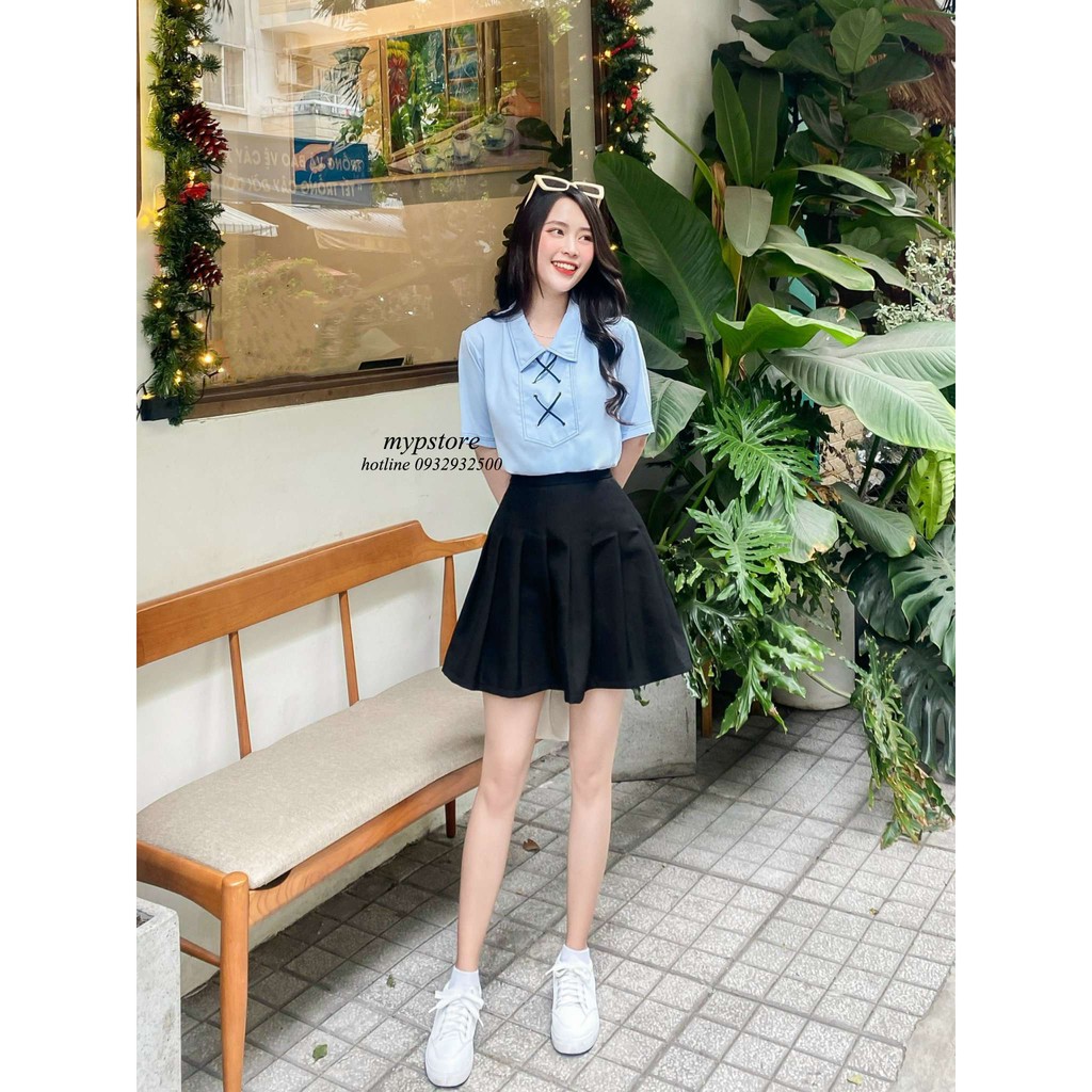 Áo bâu sơ mi đóng khoen đan dây mypstore | BigBuy360 - bigbuy360.vn