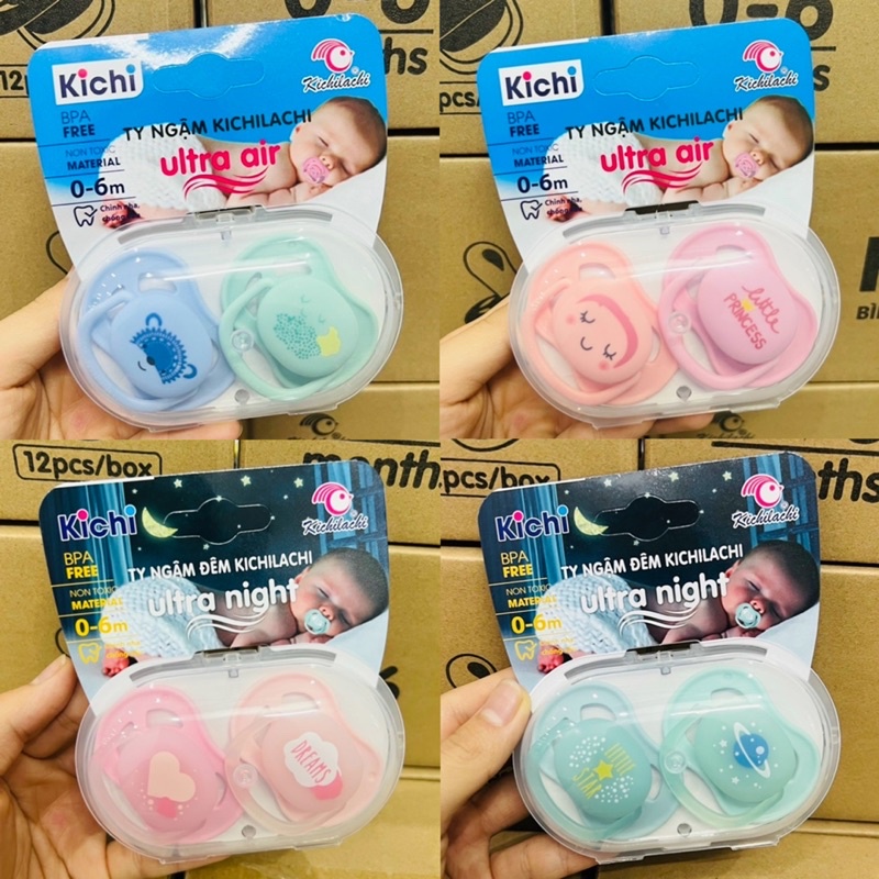 Ti giả Kichi Ultra Air chỉnh nha, thông khí, đầu dẹt siêu mềm cho bé [Hàng chính hãng]