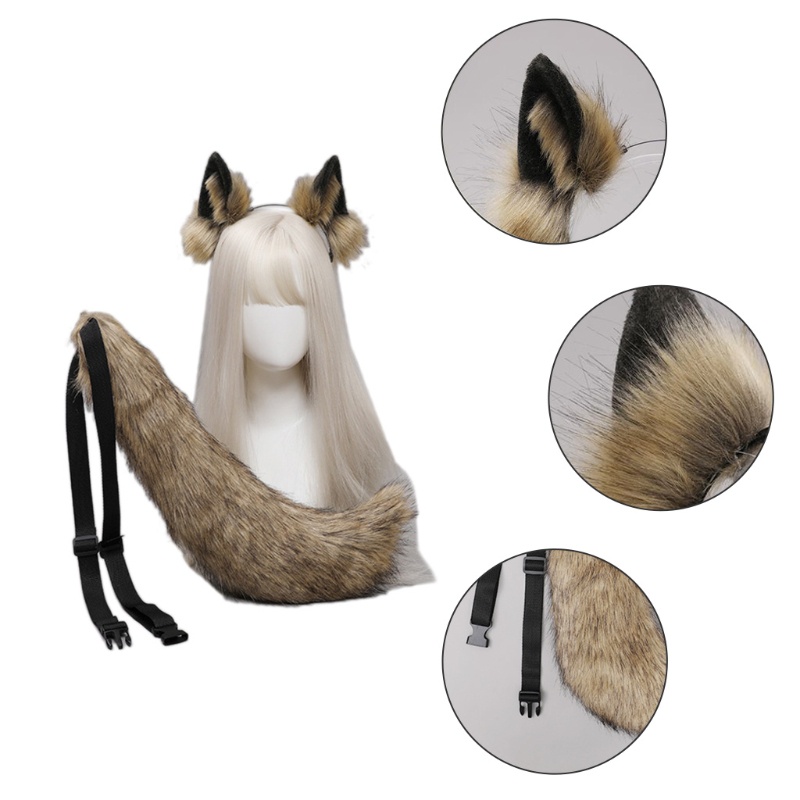 Băng Đô Cài Tóc Hình Tai Sói Có Đuôi Dùng Hóa Trang