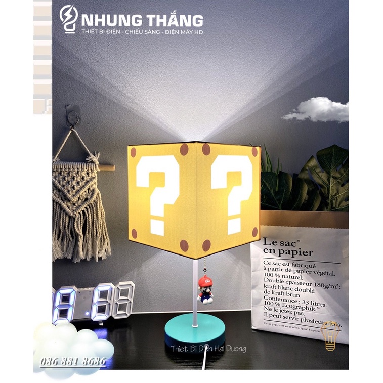 Đèn Bàn Dấu Hỏi Giật Dây Super Mario DB-915 - 3 Chế Độ Ánh Sáng - Decor Trang Trí Phòng Ngủ,Bàn Làm Việc - Bảo Hành 1Năm
