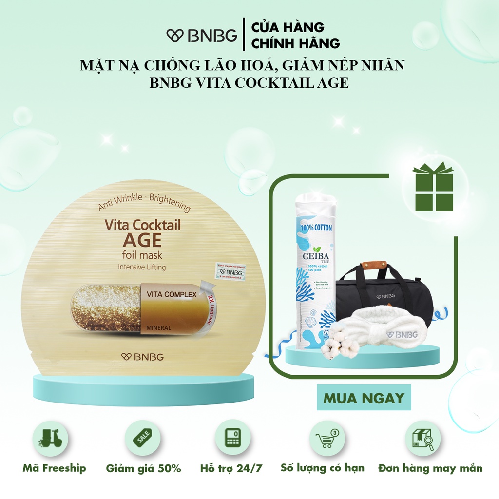 Mặt nạ chống lão hóa, giảm nếp nhăn BNBG Vita Cocktail Age Foil Mask Intensive Lifting 30ml