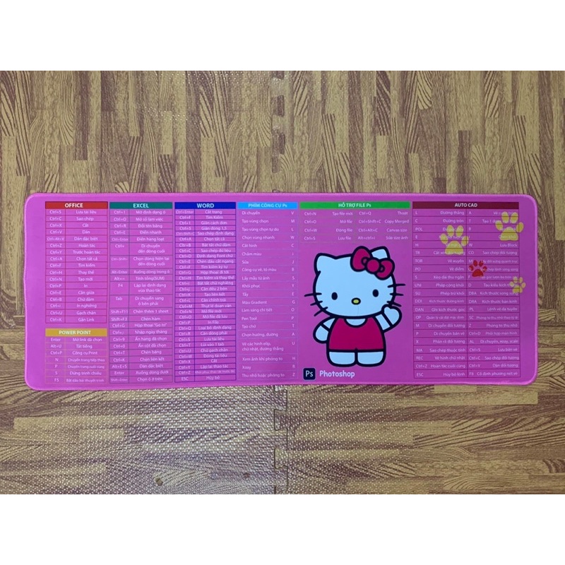 Tấm Lót Chuột Hình Hello Kitty Màu Hồng Dễ Thương Kích Thước 30-80 cm Phím Tắt Văn Phòng