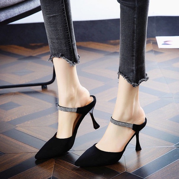 Giày cao gót  TTC51 kiểu dáng Hàn Quốc 7cm da lộn công sở đi làm đi chơi