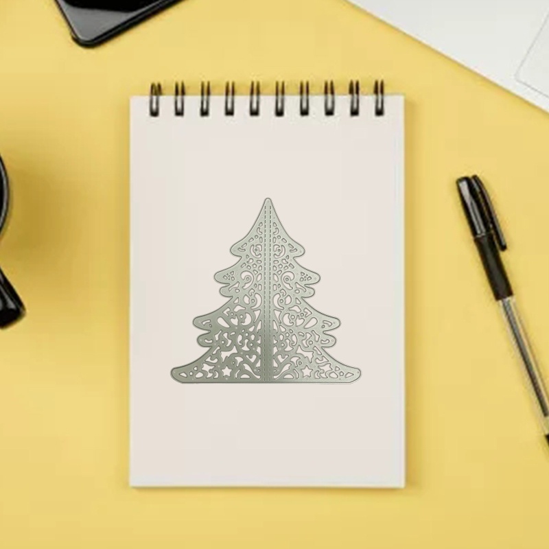 Khuôn Cắt Giấy Làm Từ Kim Loại Hình Cây Thông Giáng Sinh Trang Trí Scrapbook