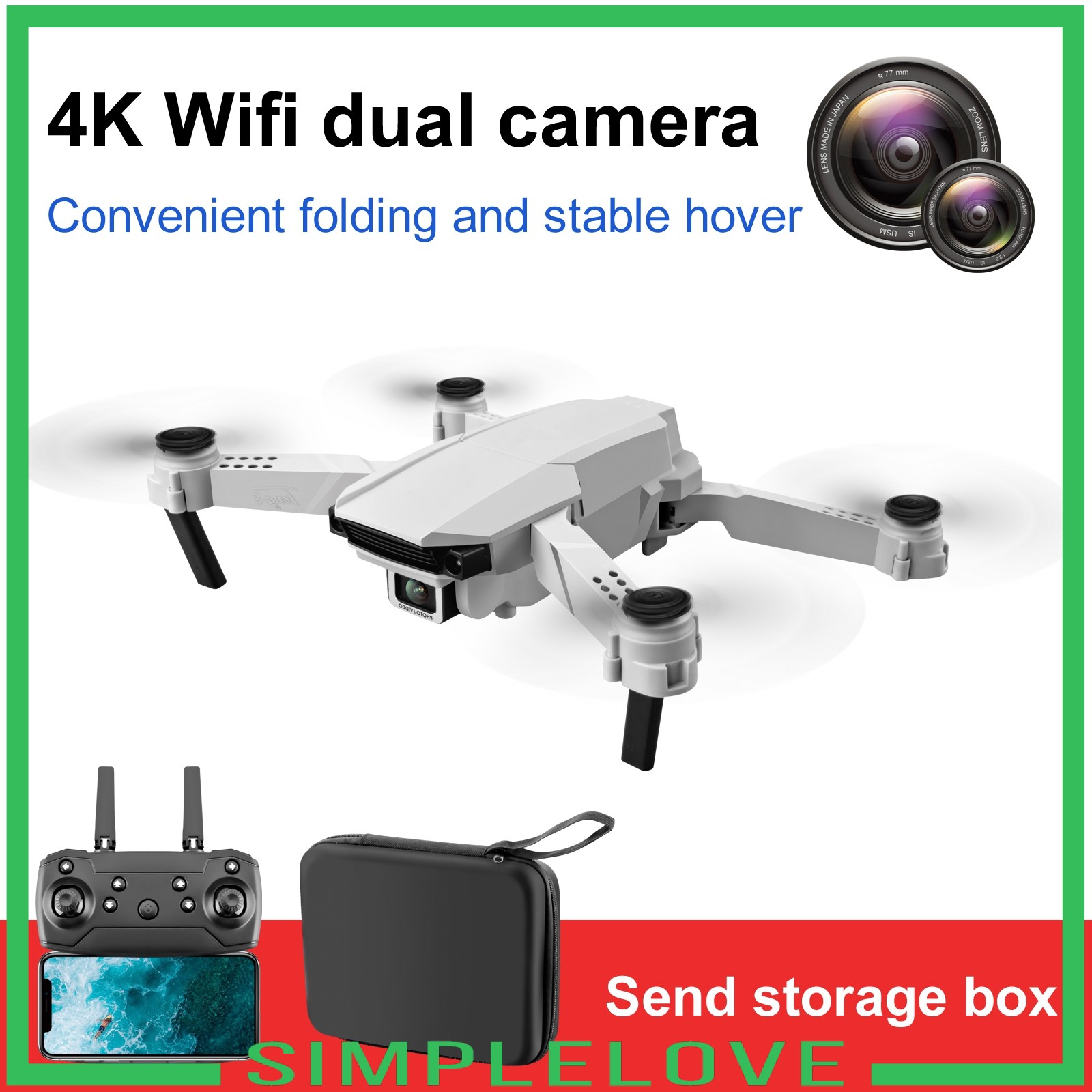 RC Flycam Điều Khiển Từ Xa Fpv Wifi Hd Camera Có Thể Gấp Gọn