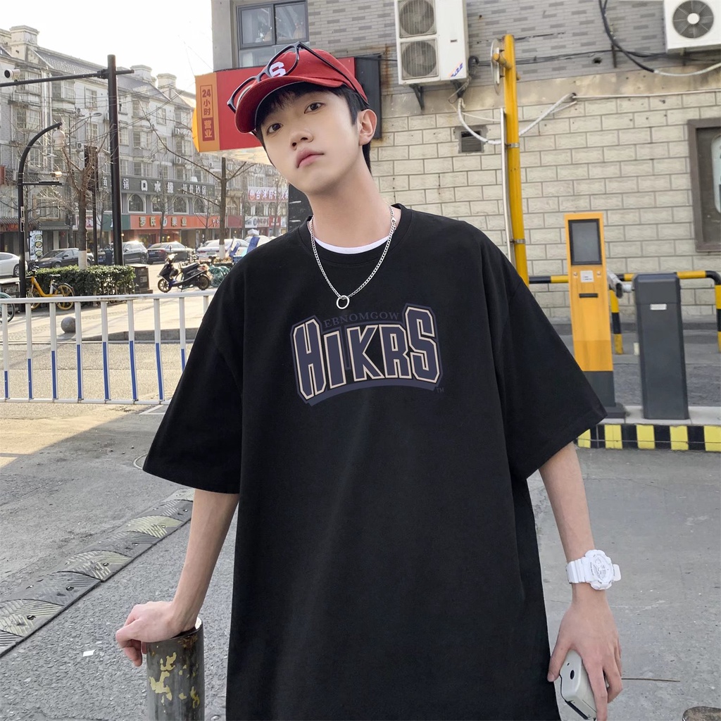 Áo Thun Tay Ngắn Dáng Rộng In Chữ Thời Trang Mùa Hè Phong Cách Hàn Quốc Cho Nam Size M-8XL