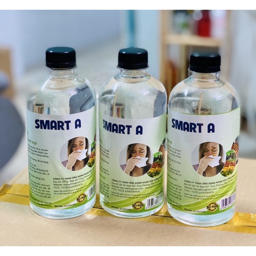 Dung dịch sát khuẩn Smart Anolyte ( Nước A ) chai 500ml khử khuẩn tay, vệ sinh mũi họng an toàn từ thiên nhiên