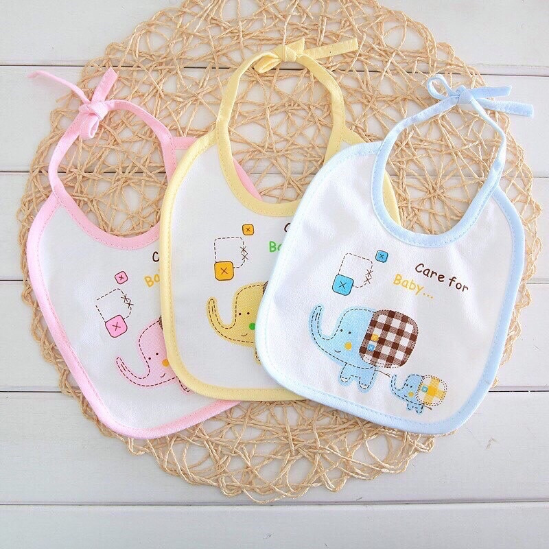 Yếm Cotton Buộc Dây Hình Chú Voi Cho Bé Siêu Dễ Thương