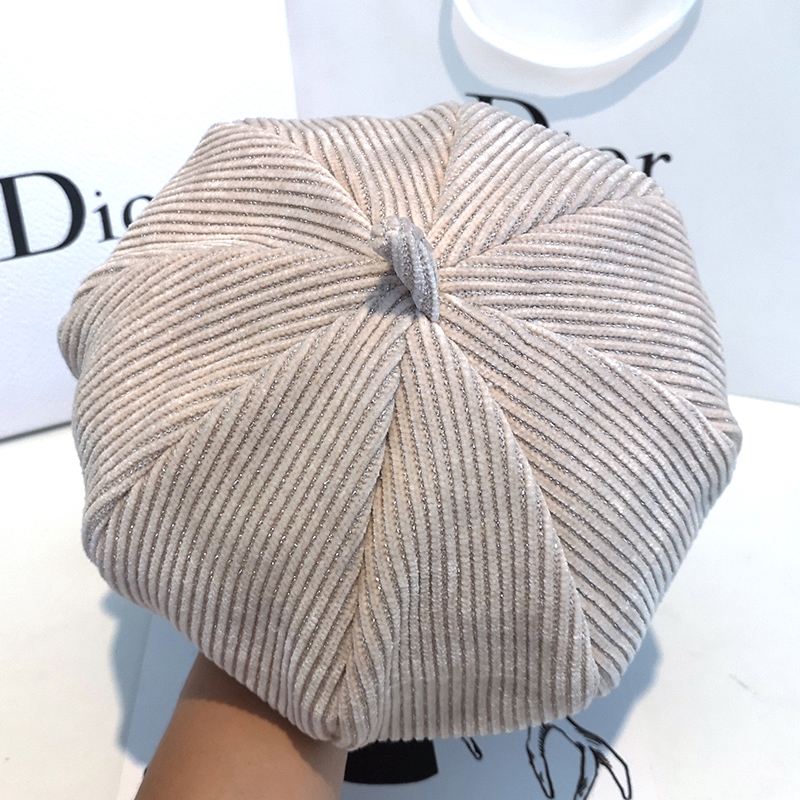 I Like You Gu Shengmale Zhao Lusi Mũ Beret Nhung Kẻ Màu Trơn Phiên Bản Hàn Quốc Dễ Phối Đồ Thu Đông Cho Nữ