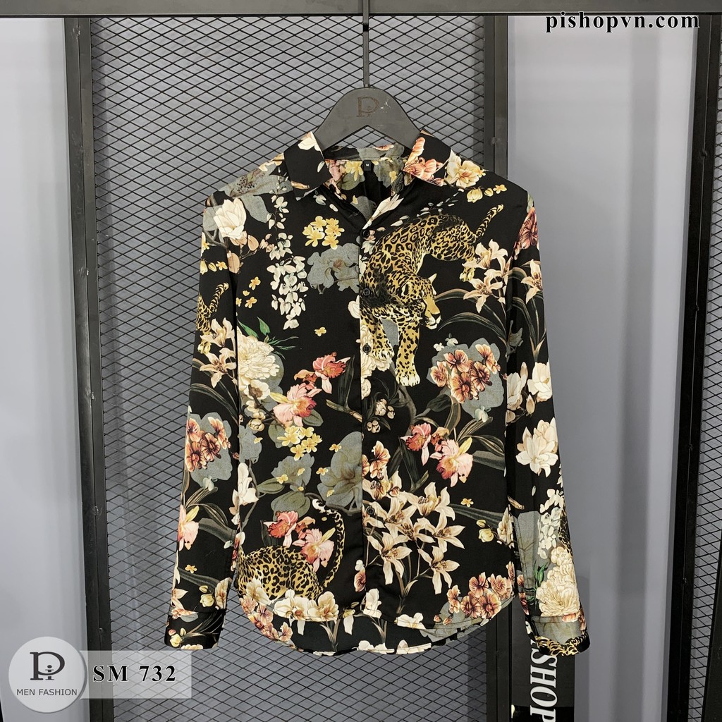 Áo sơ mi nam dài tay họa tiết châu âu luxury, chất đẹp lụa mềm cao cấp htstore | BigBuy360 - bigbuy360.vn