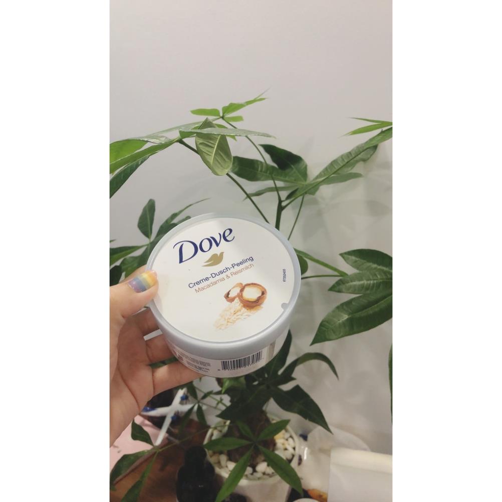 Tẩy Da Chết Dove Exfoliating Body Polish Đức 225ml - Tẩy Tế Bào Chết Giúp Dưỡng Da Trắng Mịn Màng Macca & Lựu