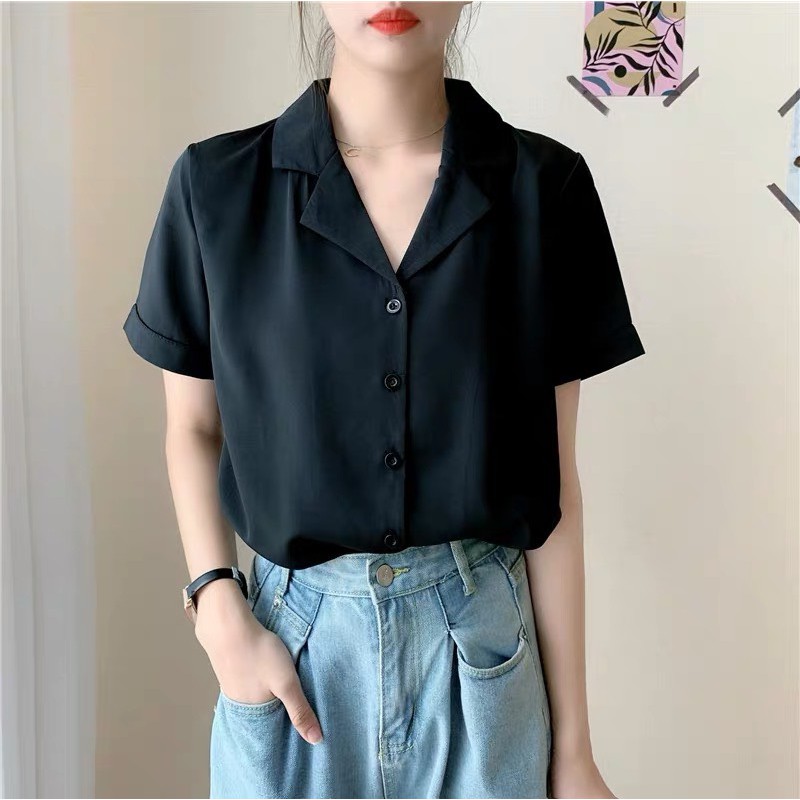 Áo sơ mi cổ vest quốc dân nhất định nên có, phối chân váy, quần jeans ,quần tây , quần sort bao xinh - VADA (SM5)