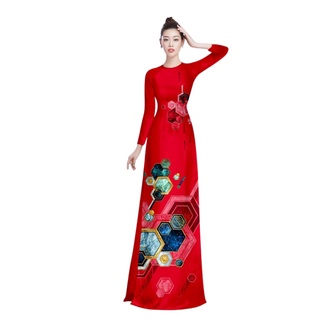 Áo dài in 4d họa tiết đẹp - qa00105
