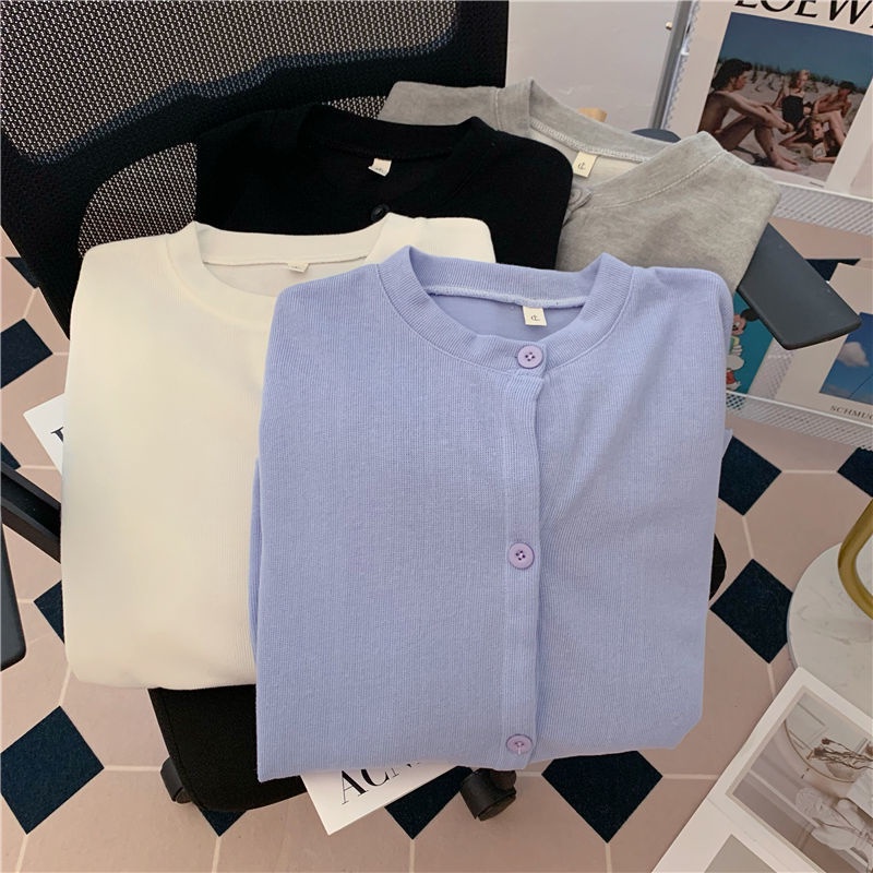 Áo Khoác cardigan Màu Trơn Phong Cách Hàn Quốc Thời Trang Mùa Thu Mới