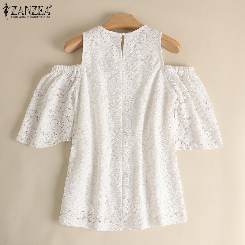 Zanzea Áo Nữ Cổ Tròn Phối Ren Thanh Lịch