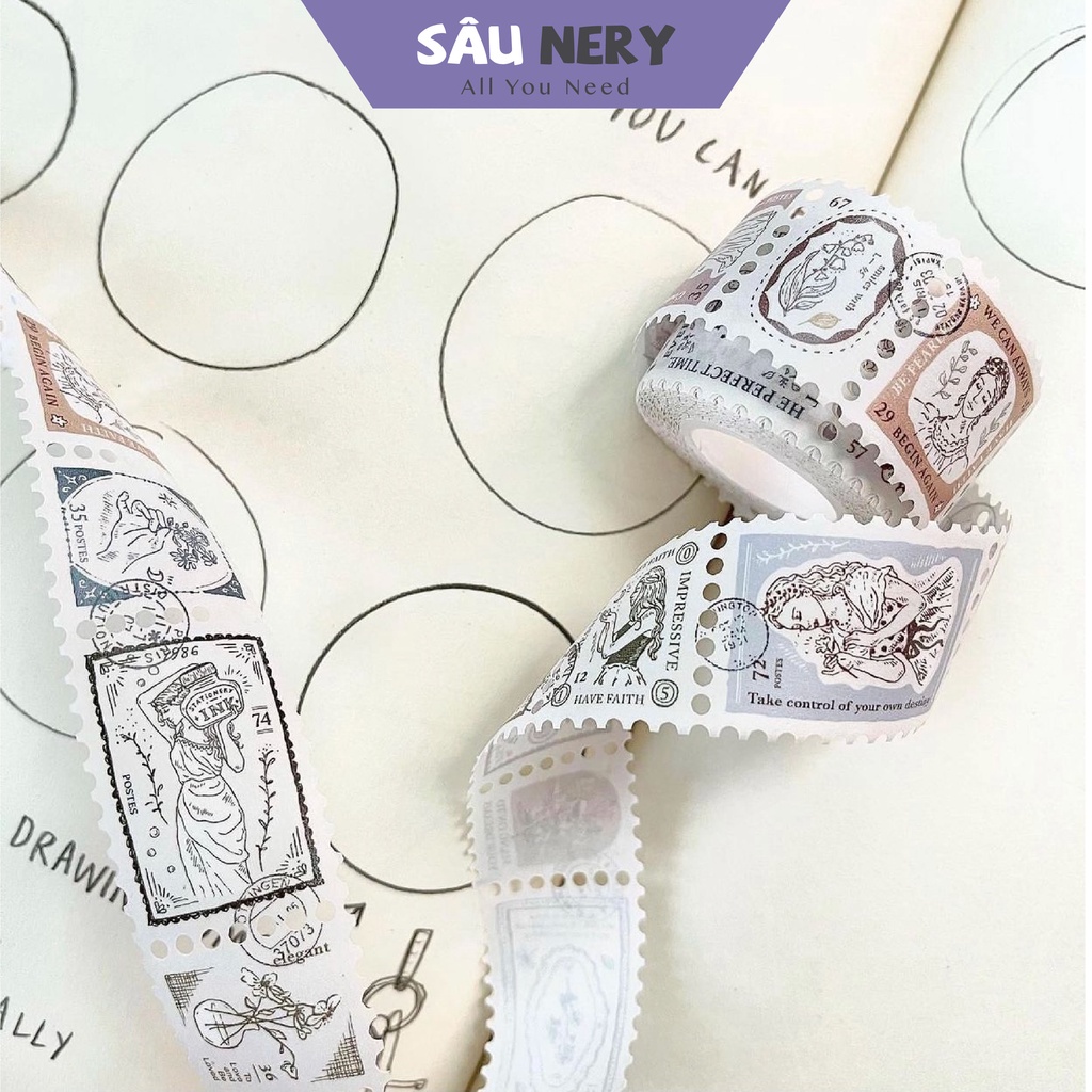Sâu Nery - Washi tape, sticker tem trang trí cô gái by Pion