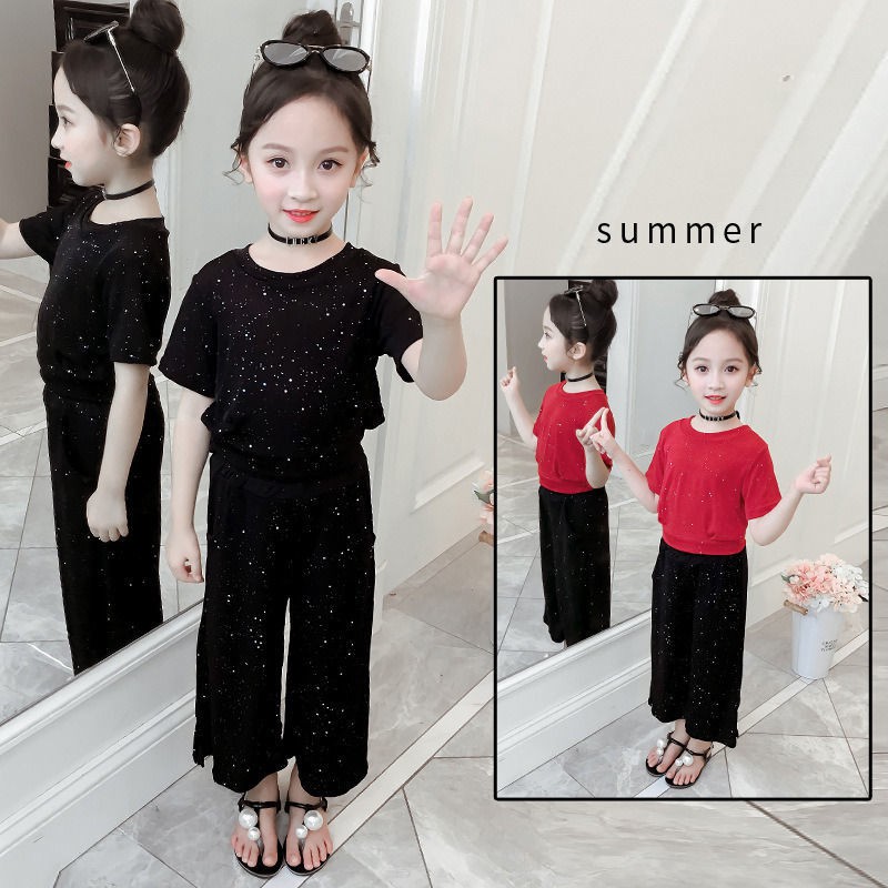 váy trẻ em✤❄Đồ bộ, phong cách Tây, đỏ lưới, cực ngầu, cá tính 12 tuổi, cô bé độc đoán, tiểu thư Hàn Quốc, thời t