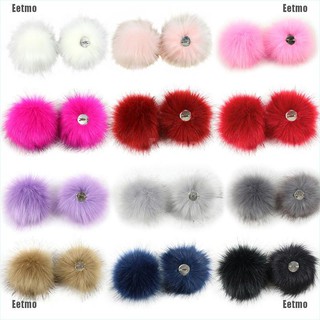 (Eetmo) Faux Fox Fur Pom Pom With Pin Fake Fur Hat Removable Fluffy Ball Accessories