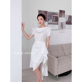 Áo cổ thuyền vai rủ đính cúc tiểu thư thời trang thiết kế nữ Calie House A271