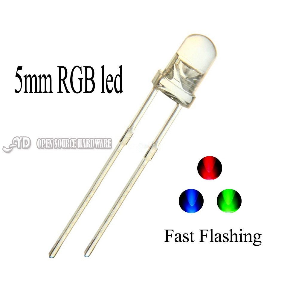 Set 100 Đèn LED Diode Thay Đổi Màu Sắc 5mm RGB Hình Tròn 5mm