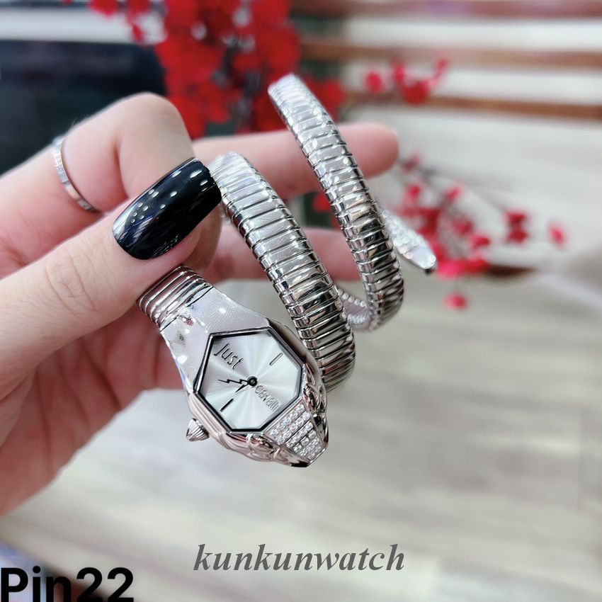 Đồng Hồ Nữ Just Cavalli Rắn Quấn Tay, Đầu Đính Pha Lê - Mặt 22mm
