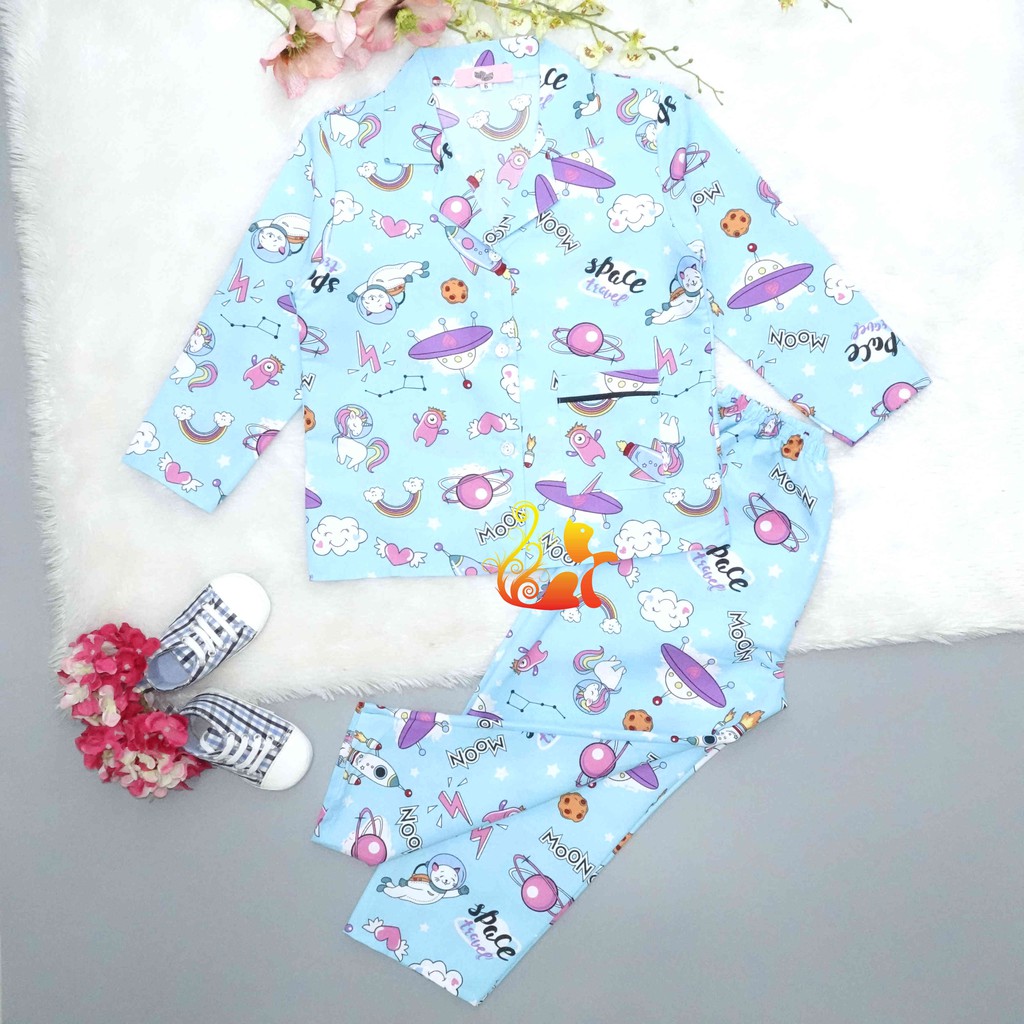 Đồ Mặc Nhà &quot;Vũ trụ&quot; Pijama Kate Thái Quần Dài - Cho Bé 16-42kg.