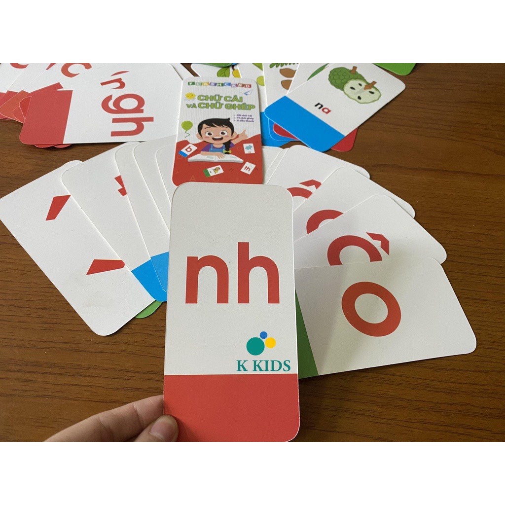 Bộ thẻ flashcard Toán chữ số, chữ ghép và chữ cái cho bé học tiếng việt