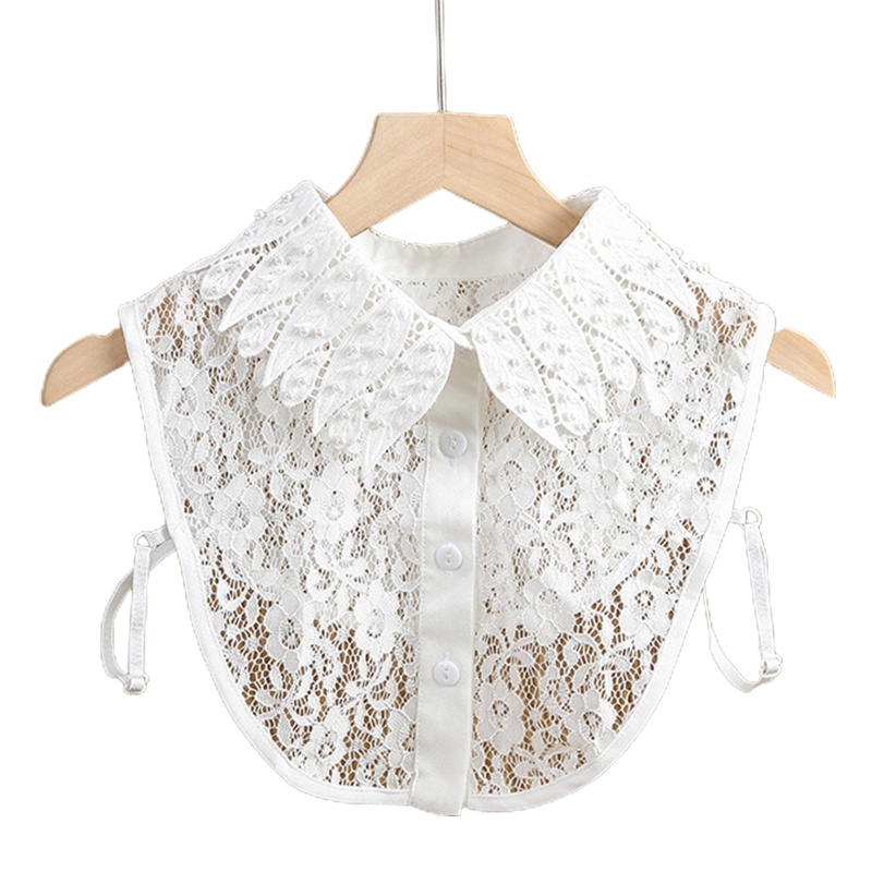 Cổ Áo Giả Ren Hoa Màu Trắng Đính Hạt Ngọc Trai Có Thể Tháo Rời Thanh Lịch Cho Búp Bê