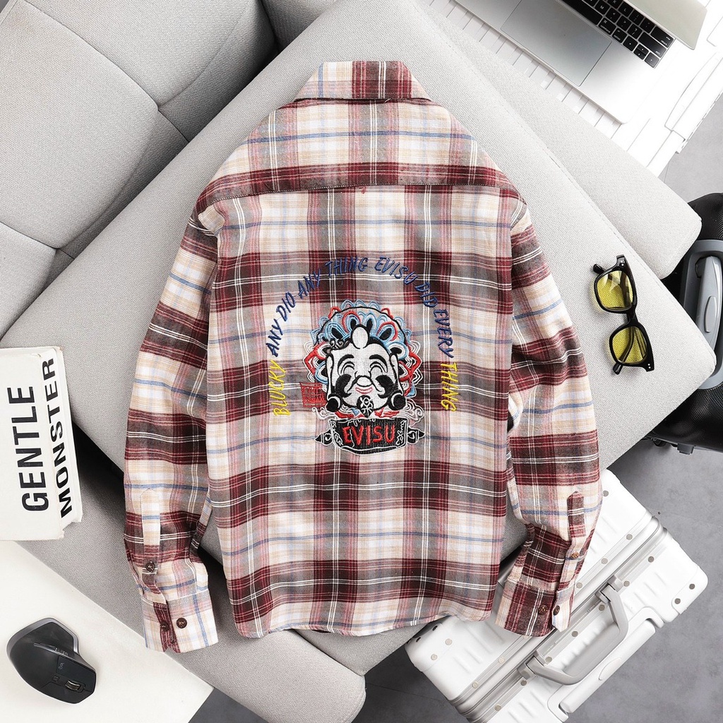 ÁO SƠ MI NAM, ÁO FLANNEL TAY DÀI CARO THÊU HOẠ TIẾT NHIỀU MÀU HOT
