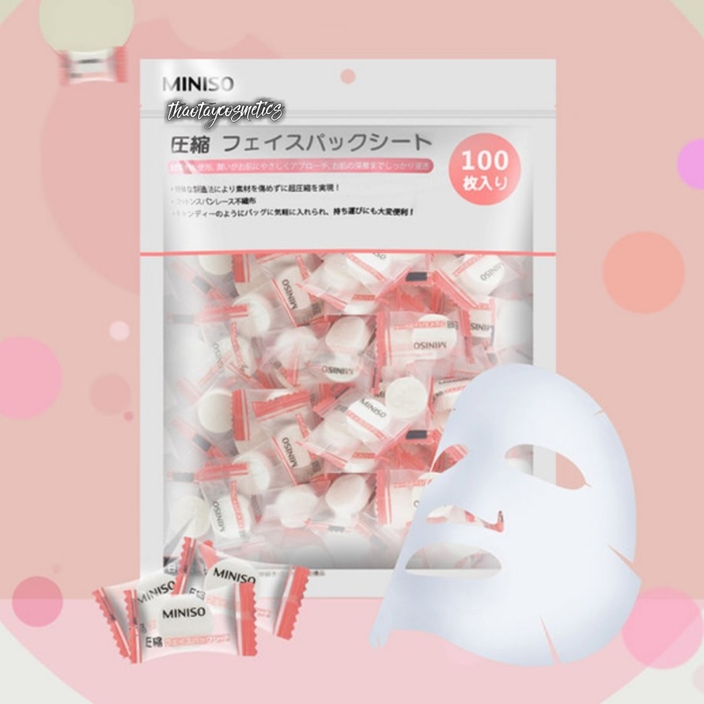 Mặt nạ giấy nén Miniso Nhật Bản Sheet Mask 100% Cotton